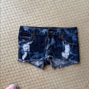 Car Mar distressed tie dye denim cutoff shorts, 26